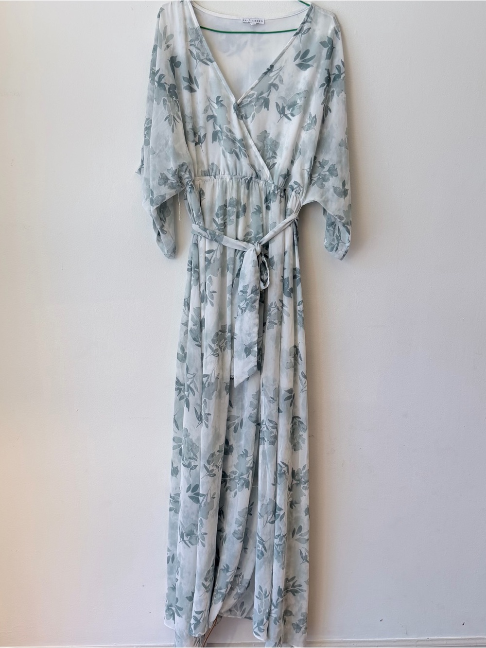 Baltic Born XL Green Floral Kimono Maxi Dress with Belt